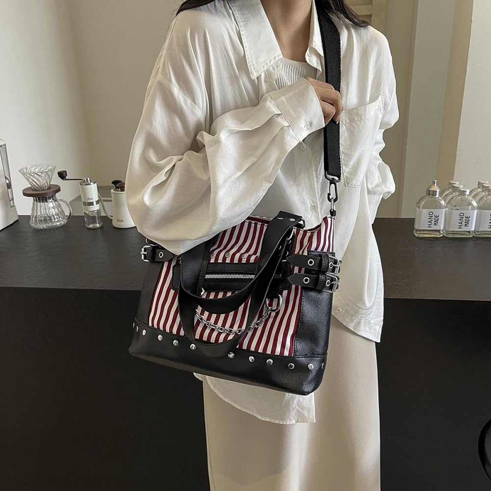 Bolso bandolera para mujer, con tachuelas, de gran capacidad, elegante bolso de hombro