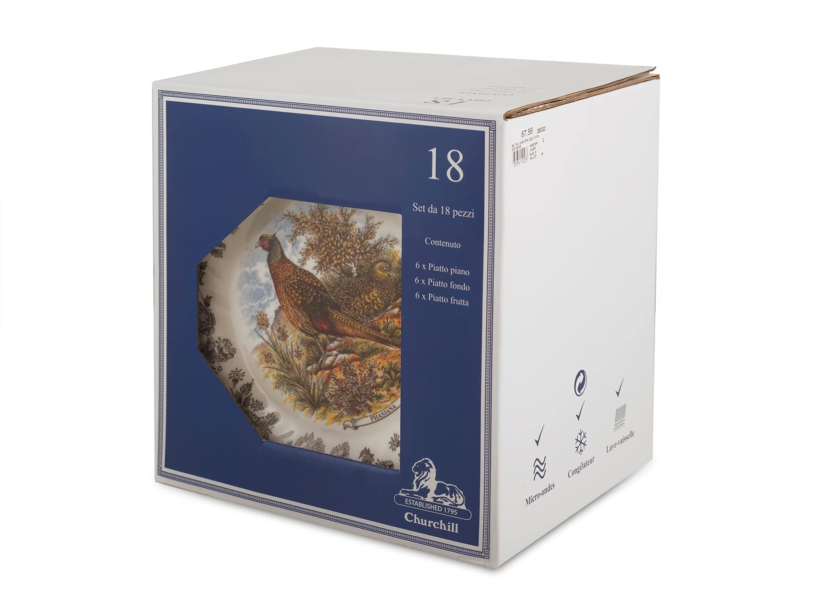 James Sadeler&Sons by Churchill, Servizio Tavola 18 pezzi Wild Life, Earthenware, Bianco Avorio/Marrone