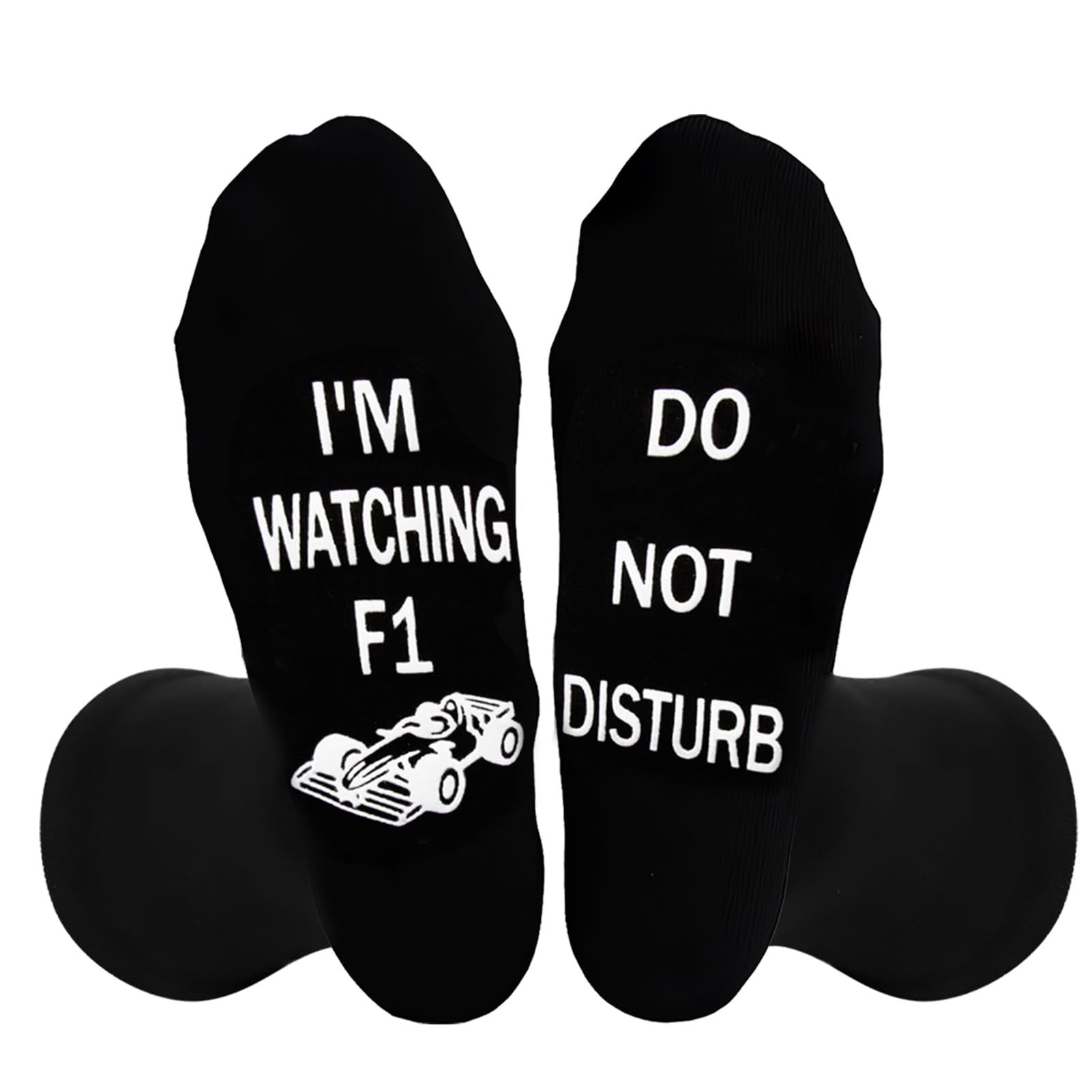 SMCEHEYA Funny Socks F1 Merchandise Socks DO NOT DISTURB I'M WATCHING F1 Novelty Socks Unisex Cotton Calf Socks Non-Slip Gift for Formula 1 Fans Christmas Birthday Boys Dad Uncle Grandad Men Size 9-12
