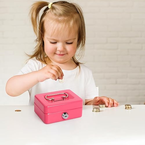 Miniatura 7 de Kasten Caja de efectivo pequeña con cerradura Mini caja de seguridad con ranura para monedas - Alcancía de metal para niños y adultos 4.9 x 3.7 x