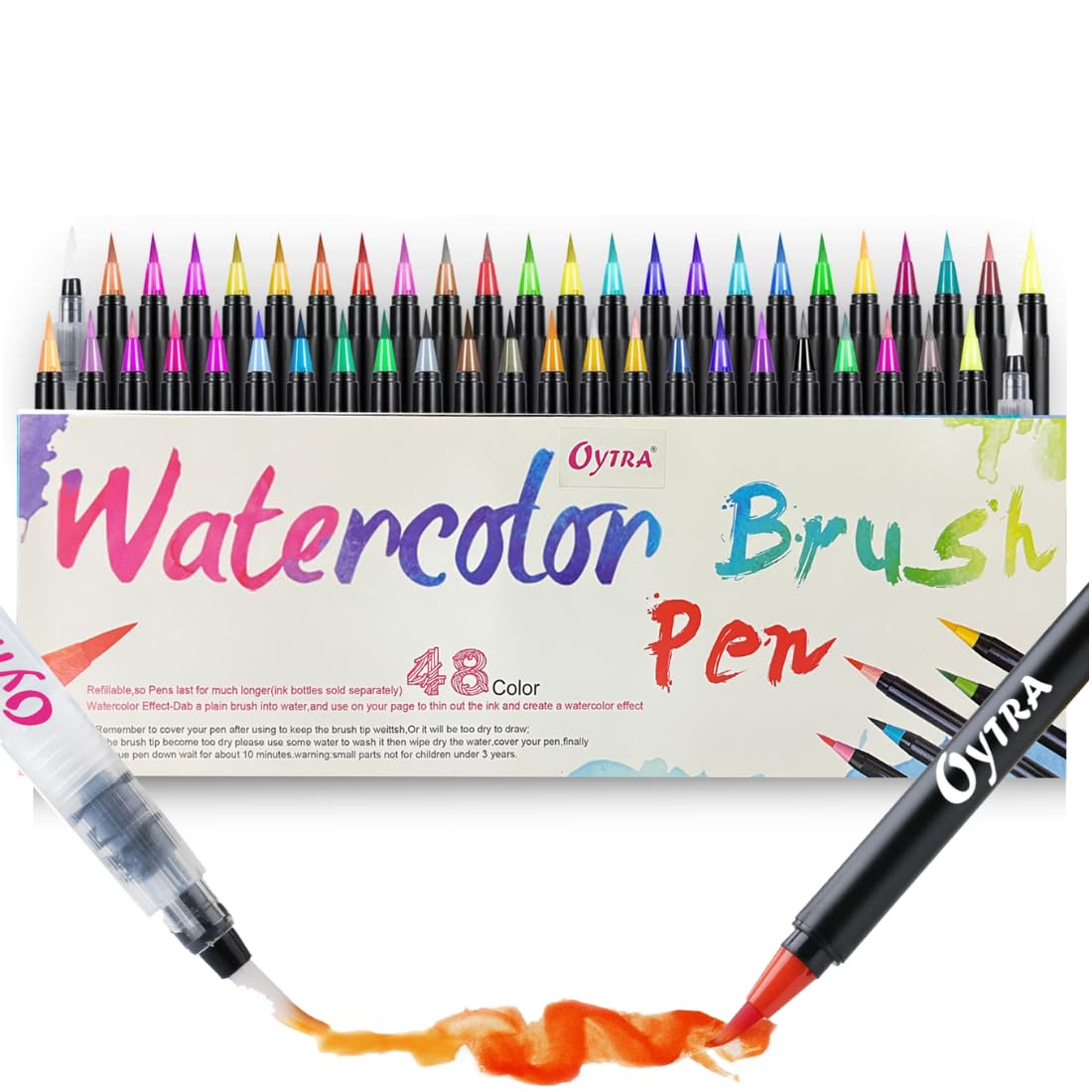Oytra Brush Pen Set of 48 for Sketching Colouring Painting Calligraphy Drawing Mandala Journaling Doodle Art and Craft Supplies for Artists Professionals Adults, Multicolor