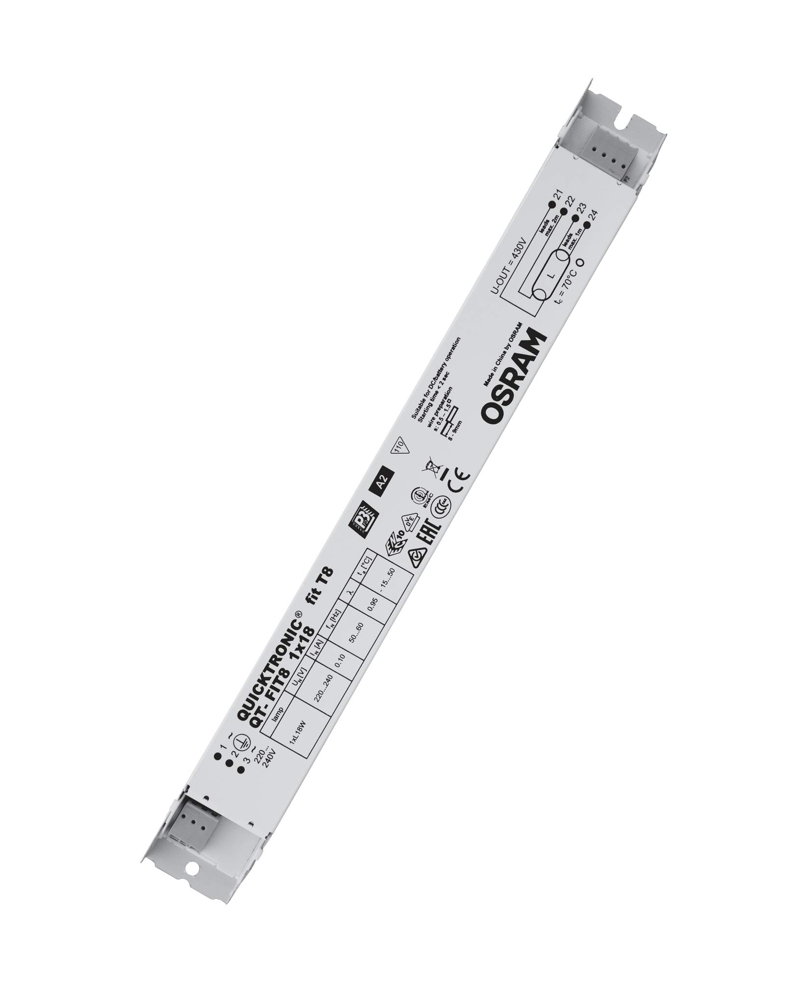 OSRAM Electronic Control Gears (ECG), QUICKTRONIC FIT 8, ECG LL/KLL Non-DIM, QT-FIT8 1X18/220-240