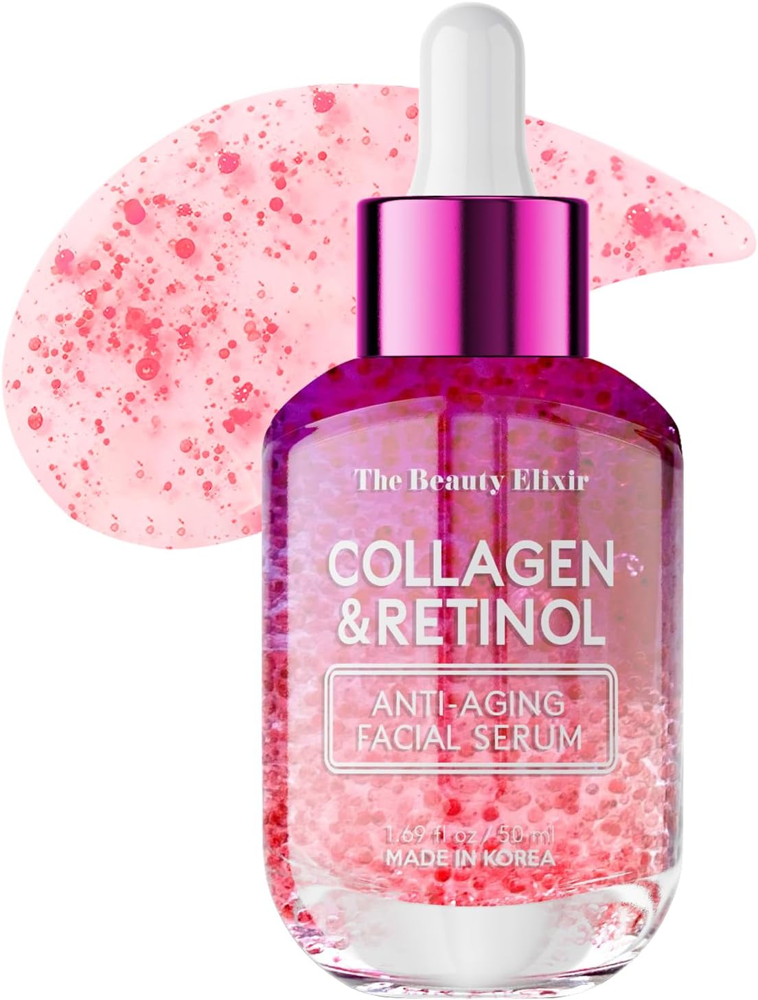 The Beauty Elixir Collagen & Retinol Anti Aging Facial Serum – Restoring, Smoothing & Hydrating Face Serum – Reduces Fine Lines & Wrinkles – Skin Care Made in Korea – 1.69 fl. Oz