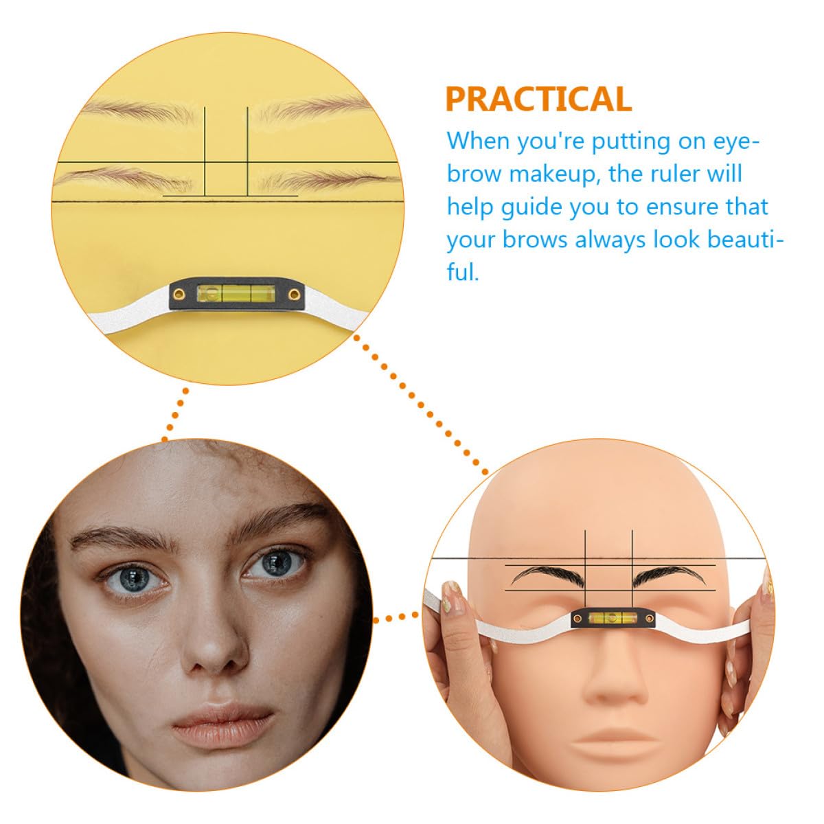 Professional Bow-shaped Eyebrow Ruler Silver Eyebrow Shaping Kit with Level Measure Tool for Tattoo — view 8