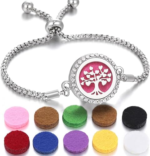 Pulsera difusora de aceites esenciales para aromaterapia, conjunto de pulsera ajustable con 10 rellenos, almohadillas para enviar una hermosa caja Pulsera difusora de aceites esenciales para aromaterapia, conjunto de pulsera ajustable con 10 rellenos, almohadillas para enviar una hermosa caja