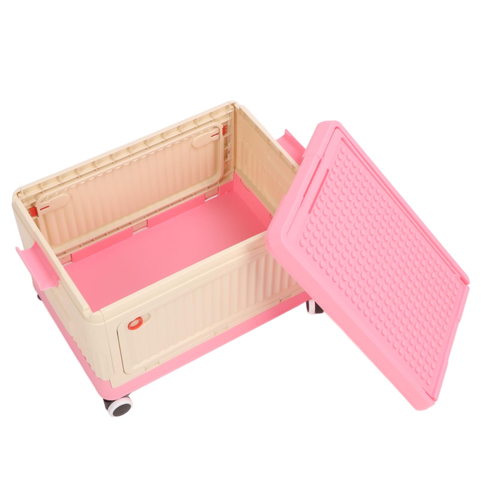 Jiawu Contenedor de Almacenamiento de Juguetes con Ruedas, Organizador de Almacenamiento de Juguetes Plegable, Organizador de Juguetes PP, Ahorro de Espacio para Refrigerios (PINK)