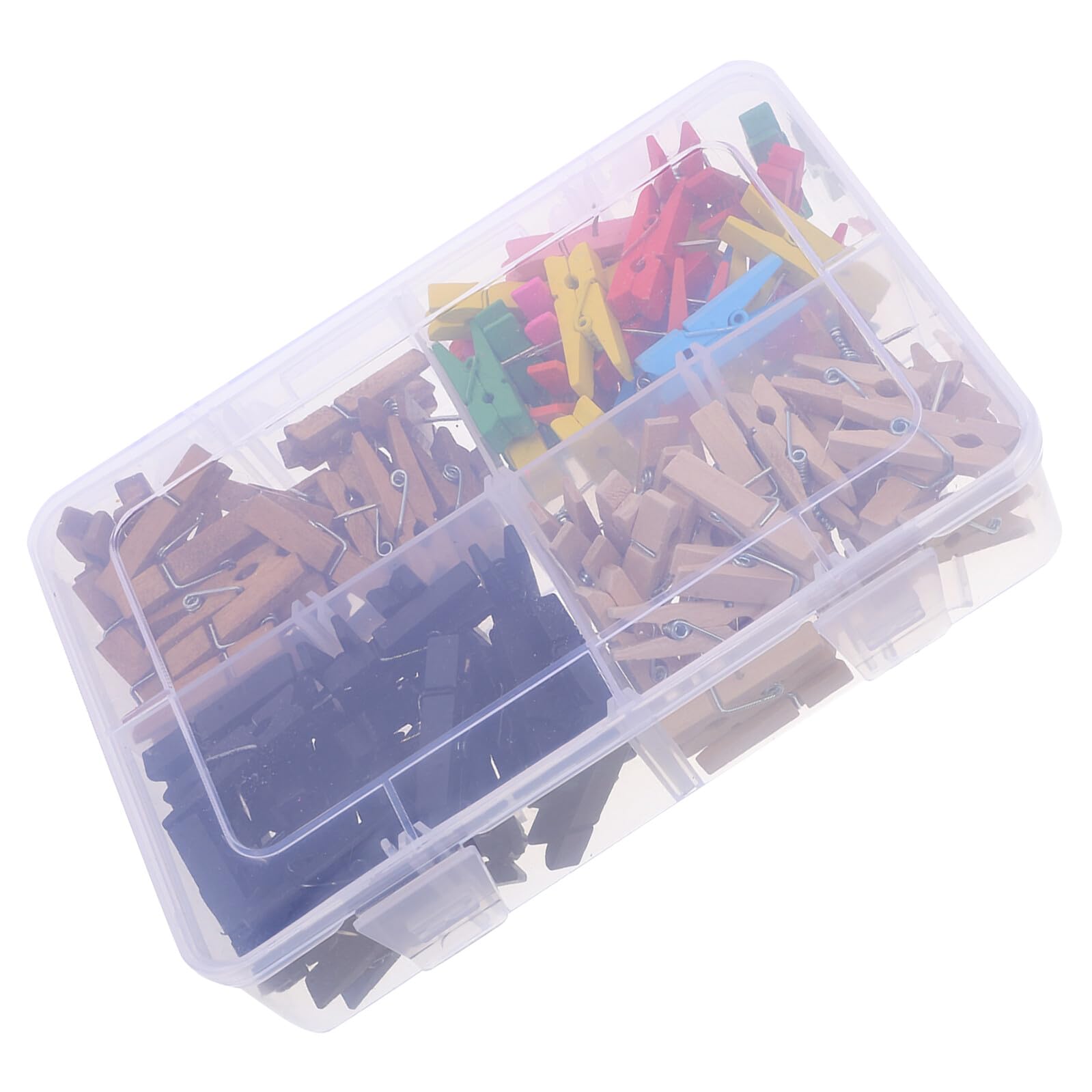 120 Stück Holz Reißzwecken mit Clip Kleiner Foto Pinnwand Haken und Metall Multifunktionale Kork Reißzwecken für Büro Zuhause und Klassenzimmer Inklusive Transparenter