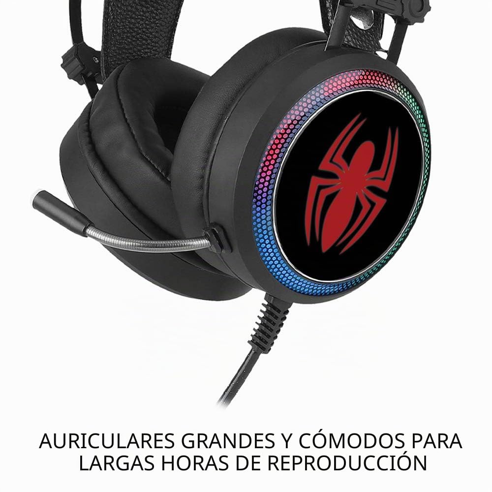 ERT GROUP Spiderman - Auriculares para Juegos con micrófono, Auriculares con Diadema Ajustable, Auriculares USB de 2,2 m, con diseño de Marvel