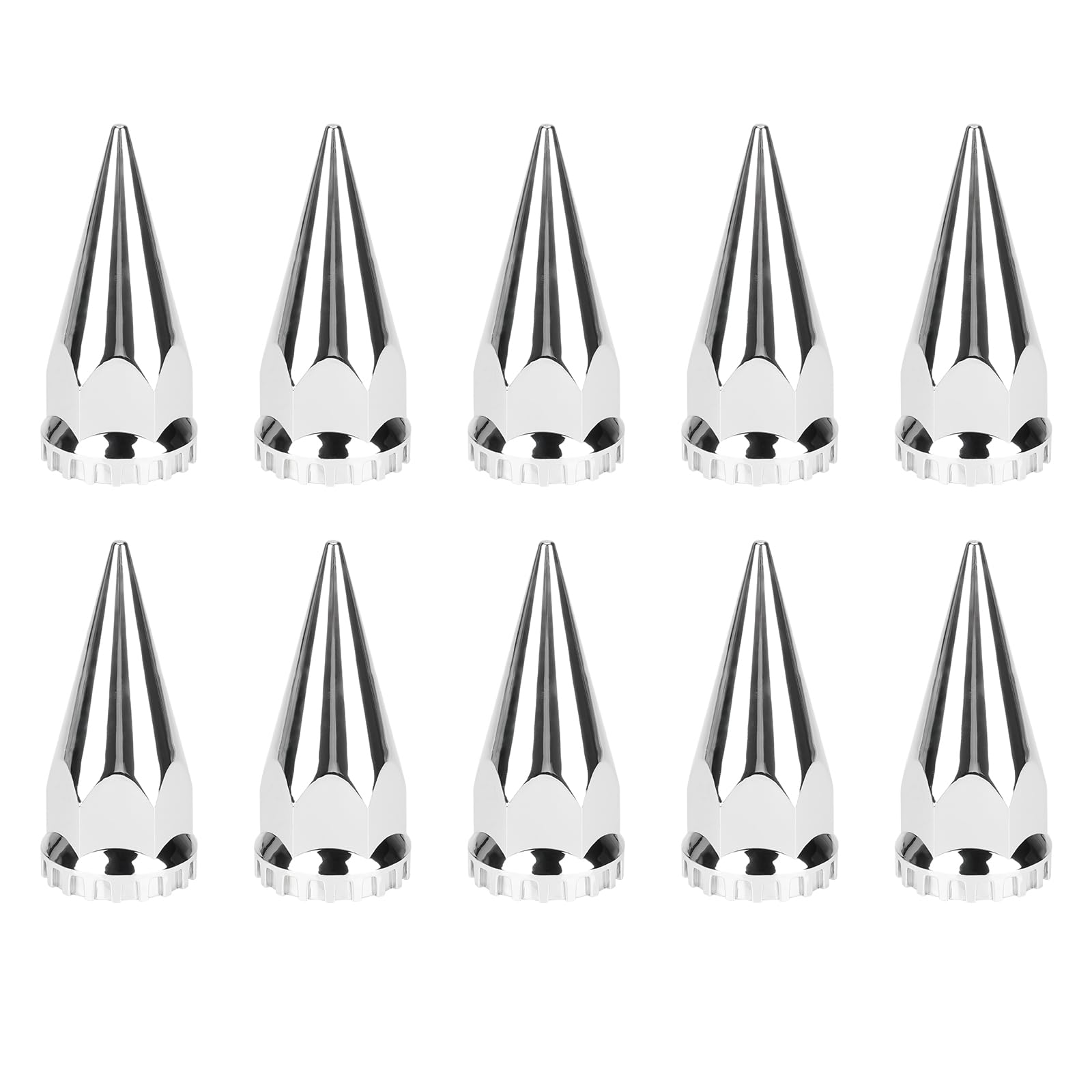 SEHNSUCHT 33mm ABS Chrome Spike Screw-on Lug Nut Covers, 10 Pcs 33mm x 4 3/4" Flanged Lug Nut Cover Spikes for Semi Trucks