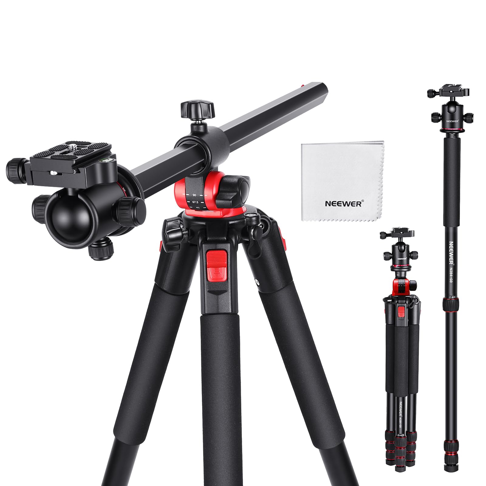 NEEWER Monopod statywu do aparatu, aluminiowy stojak do montażu na górze 183 cm, wytrzymały do kamery wideo DSLR, pozioma kolumna środkowa, głowica kulowa 360° i płyta QR, maksymalne obciążenie 15 kg