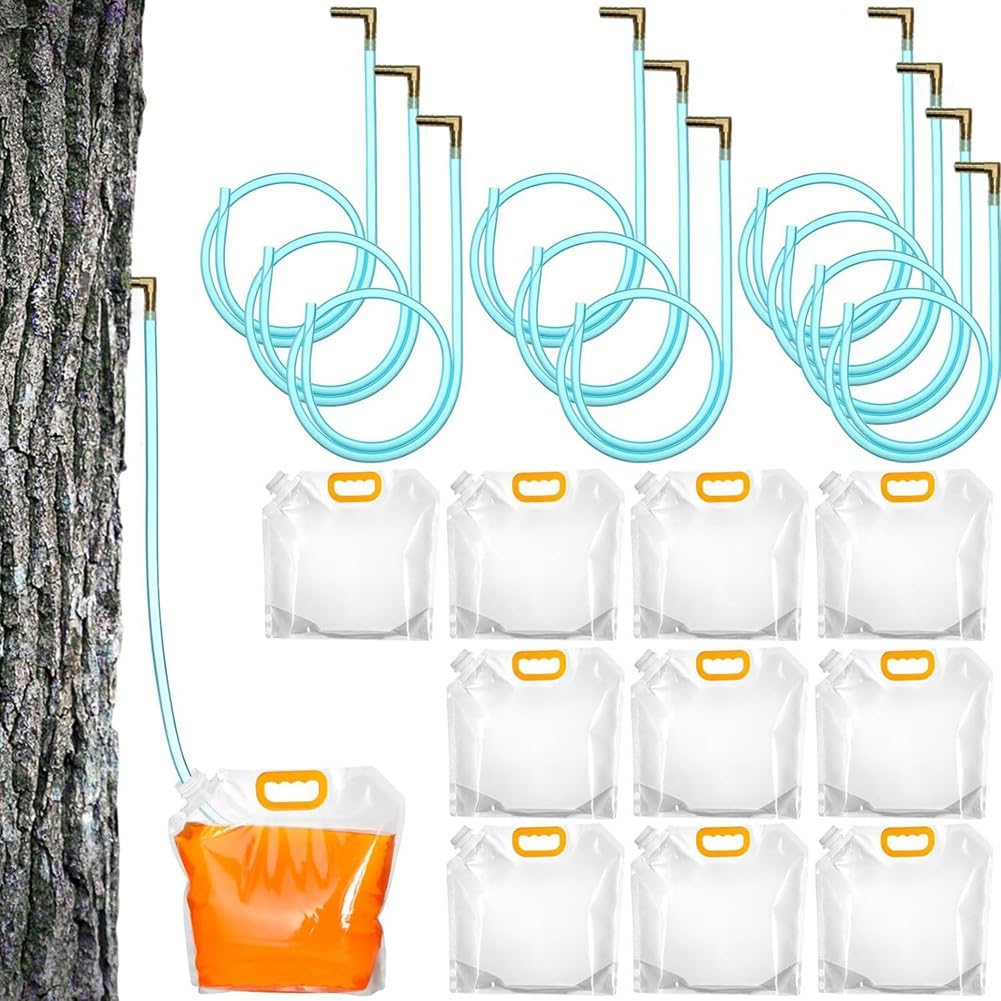 Udsknv[Ksl As Shown Tree Tapping Collection Kit 10 Pieces, Food Grade Silicone Tubing& 5L Pe Bags For Maple Syrup Forage