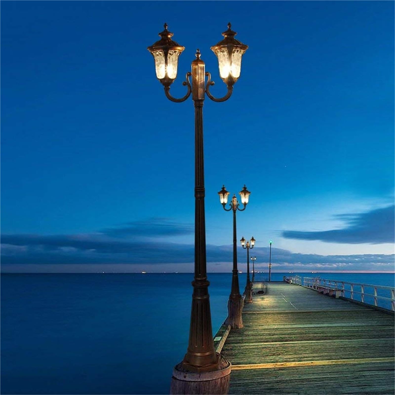 Lampy Solarne, Słupki Oświetleniowe, Zewnętrzne, 335 Cm, 1-Światło, 2-Światła, Retro, Dziedziniec, Europejska, Szklana Latarnia, Lampa Uliczna, Zewnętrzna, Wodoodpor,245cm