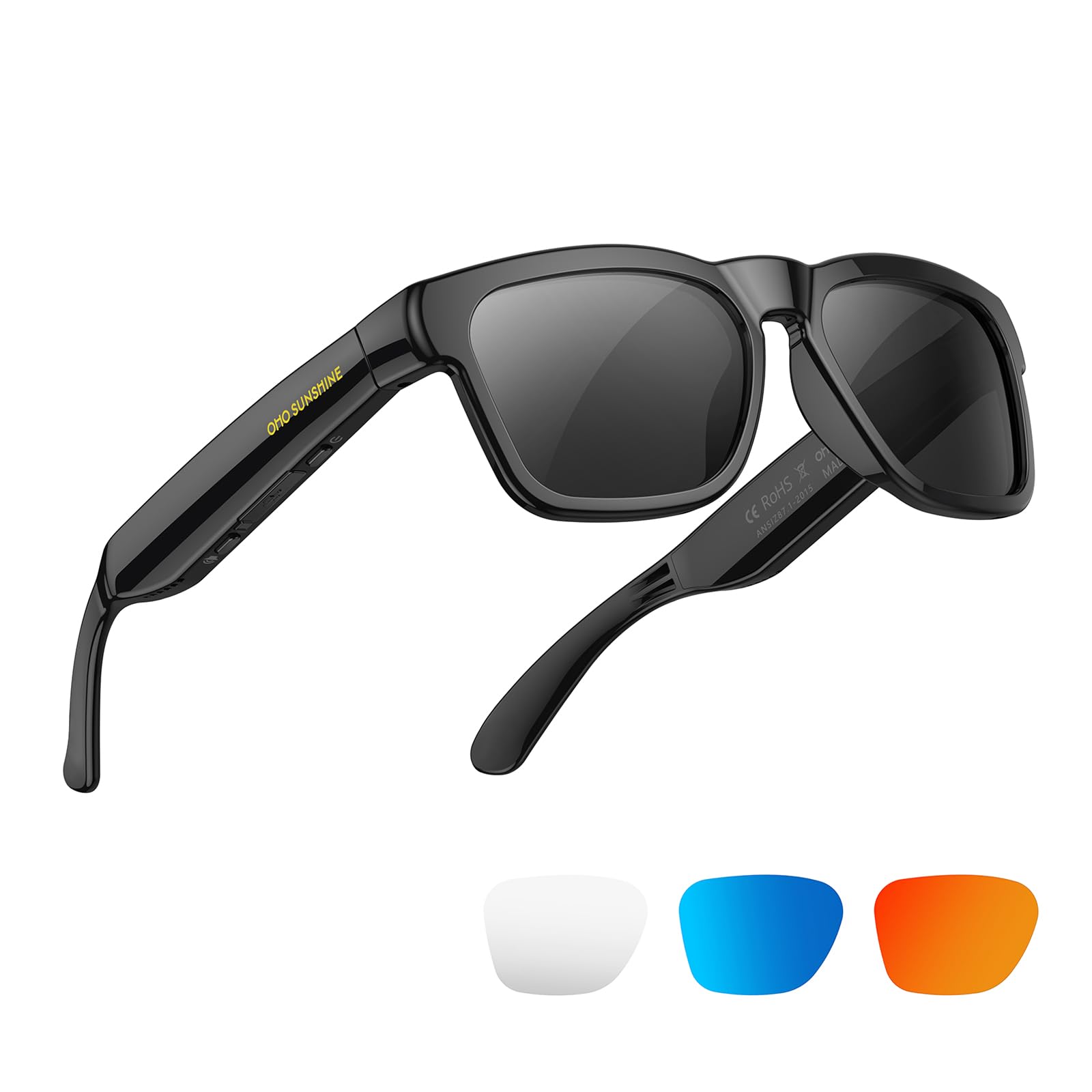 OhO Open Ear Smart Glasses, UV400 Z87.1 Lightweight Bluetooth Sunglasses