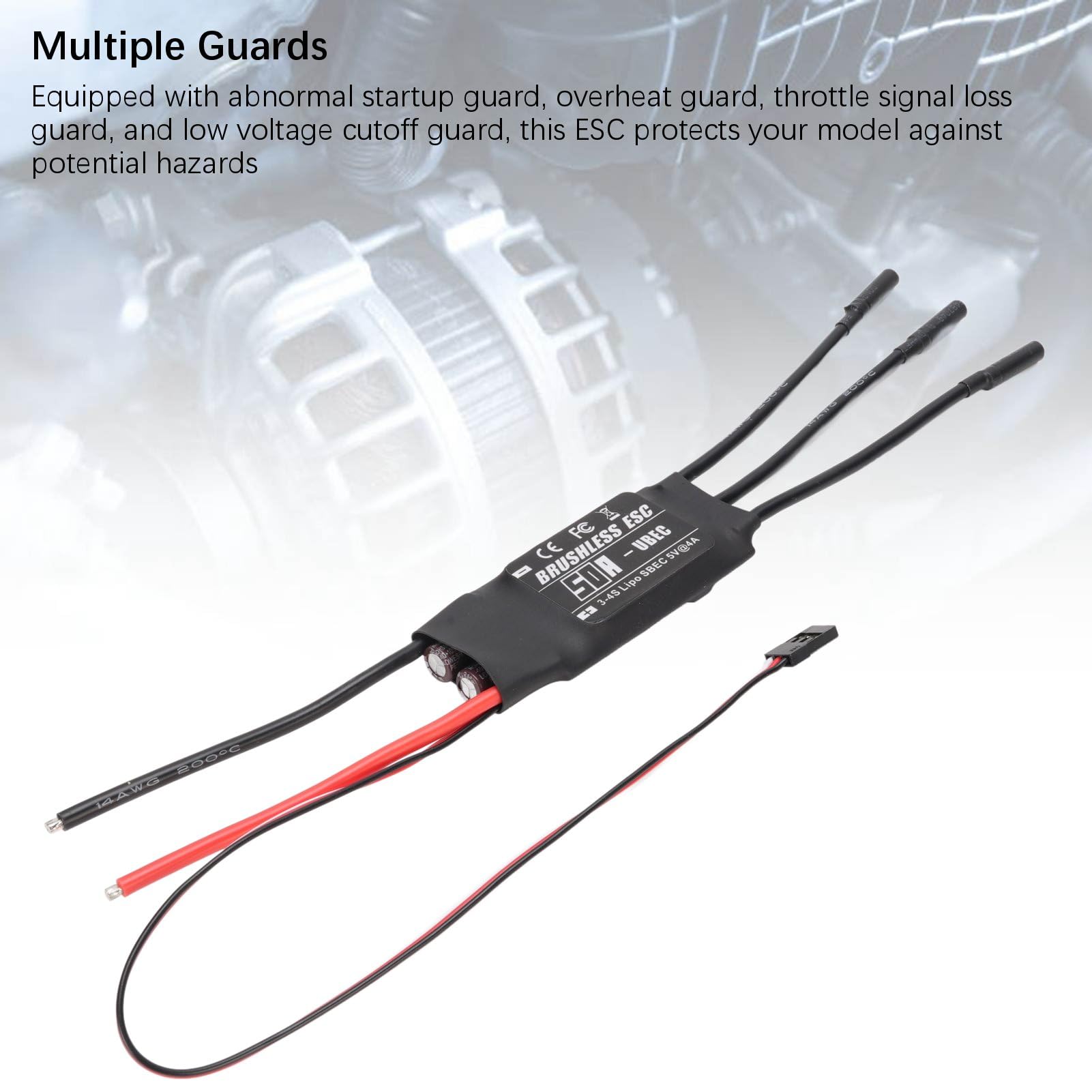 MOTEUR DE BROSSION CHÉRIME, Contrôleur de vitesse électrique 50A ESC avec carte de programmation RC Airplane Motor sans balais pour RC Drone Airplanes Accessoire