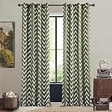 Olive Green White Chevron Linen Curtains 84 Inch Long 2 Panels Burg for Living Room Big Arrows Herringbone Geometric Zigzag Boho Pattern Printed Window Drapes Treatment 84 Length 2 Panels Set