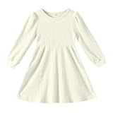 Toddler Girl Long Sleeve Dress Baby Ribbed Knit Sweater Dresses A Line Fall Winter Kids Clothes Casual