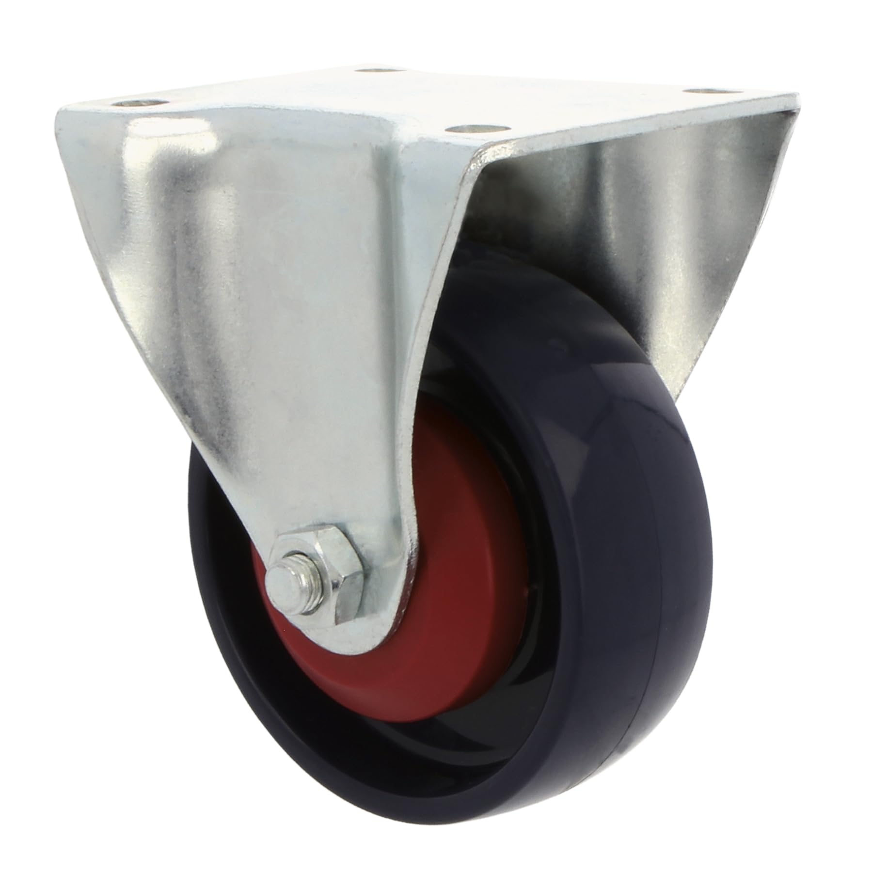 Amig - Set 4 Ruote Fisse con Piastra Metallica | Ø 100 mm | Peso Massimo 250 Kg | Per Mobili Pesanti o Carrelli Industriali | Cuscinetti a Sfere | Nucleo in Nylon | Colore Blu