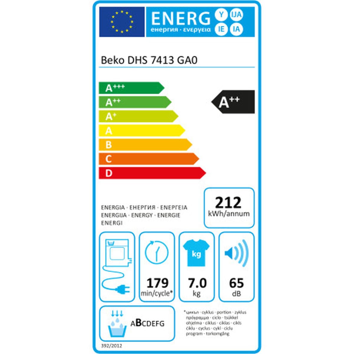 BEKO SECADORA DHS7413PA0 CONDENSACION 7KG A++