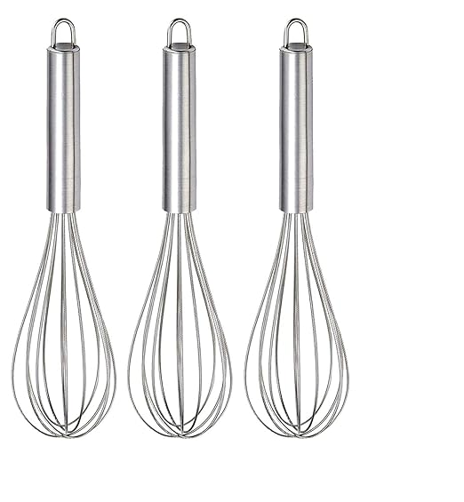 Kuber Industries 3 Pieces Stainless Steel Hand Blender Mixer Froth Whisker Latte Maker For Milk Coffee Egg Beater Juice,15 Cm (Silver) - CTKTC31305