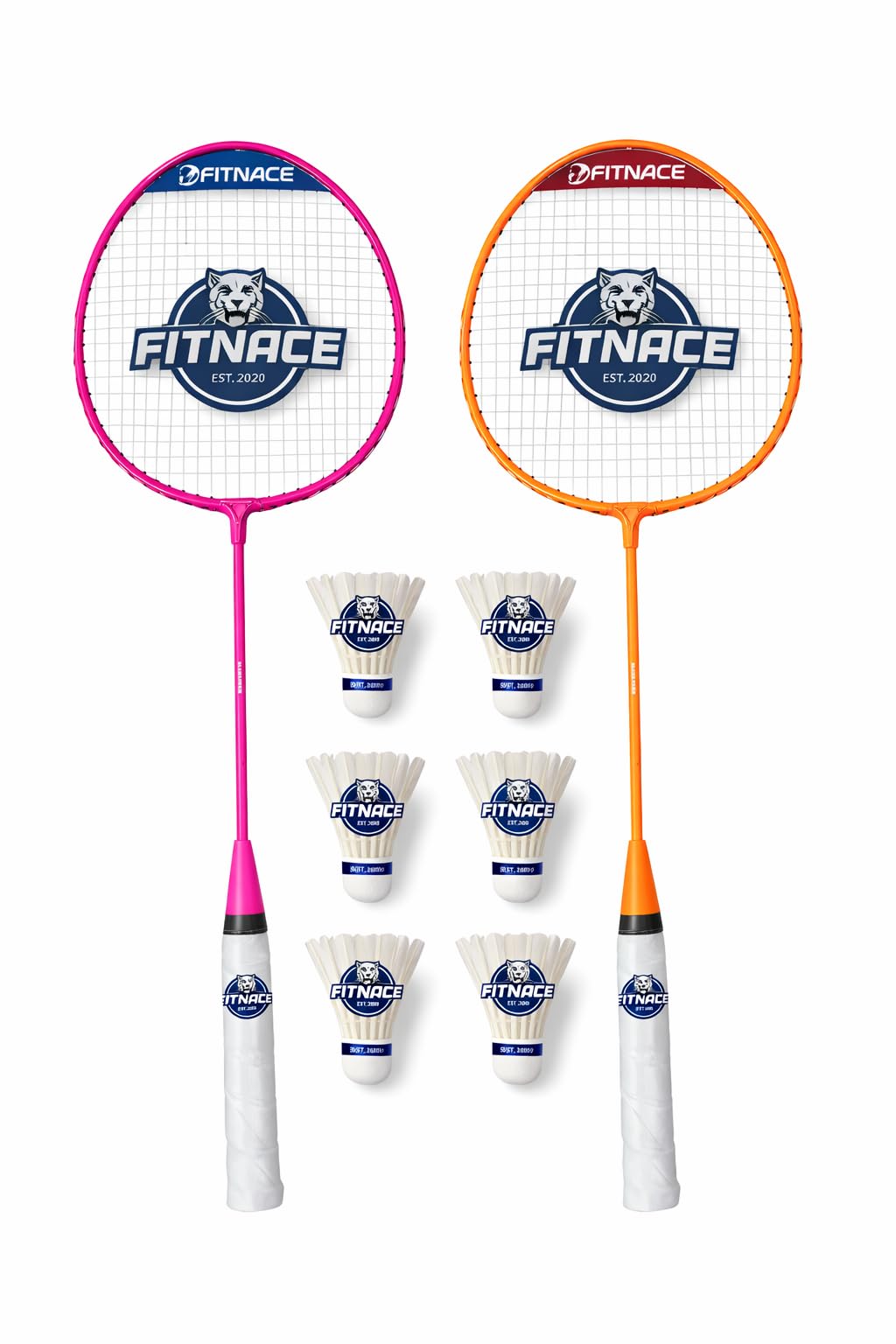 FITNACEBadminton Racket with 6 pc Feather Shuttlecocks Set | Ideal for Beginners & Practice | Lightweight Frame |-image-35