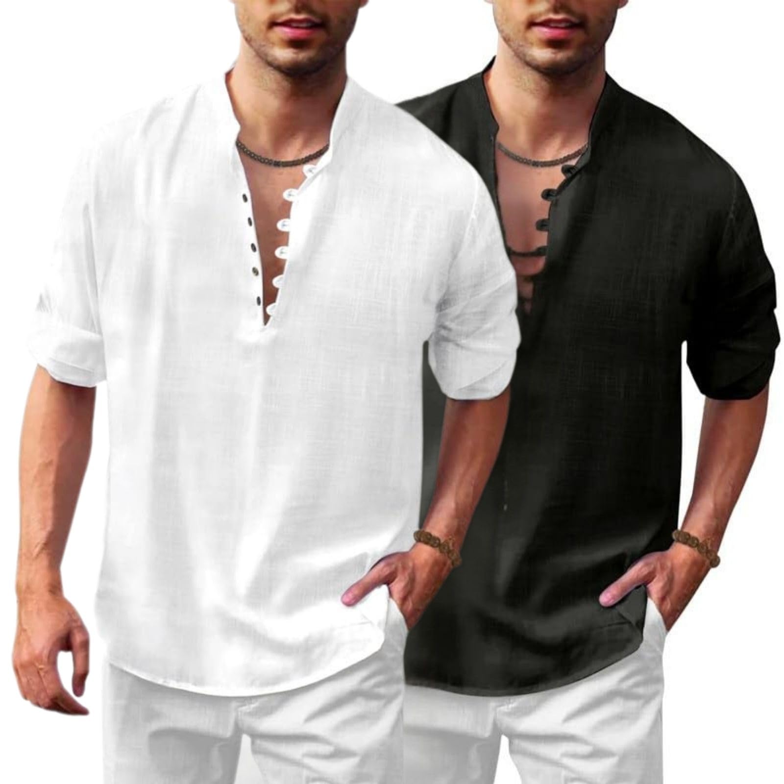 finivo fashion Men's Cotton Polyester Blend Solid Full Sleeve Regular Fit Short Kurta | Solid Pattern Mandarin Collar Straight Kurta-picture-10