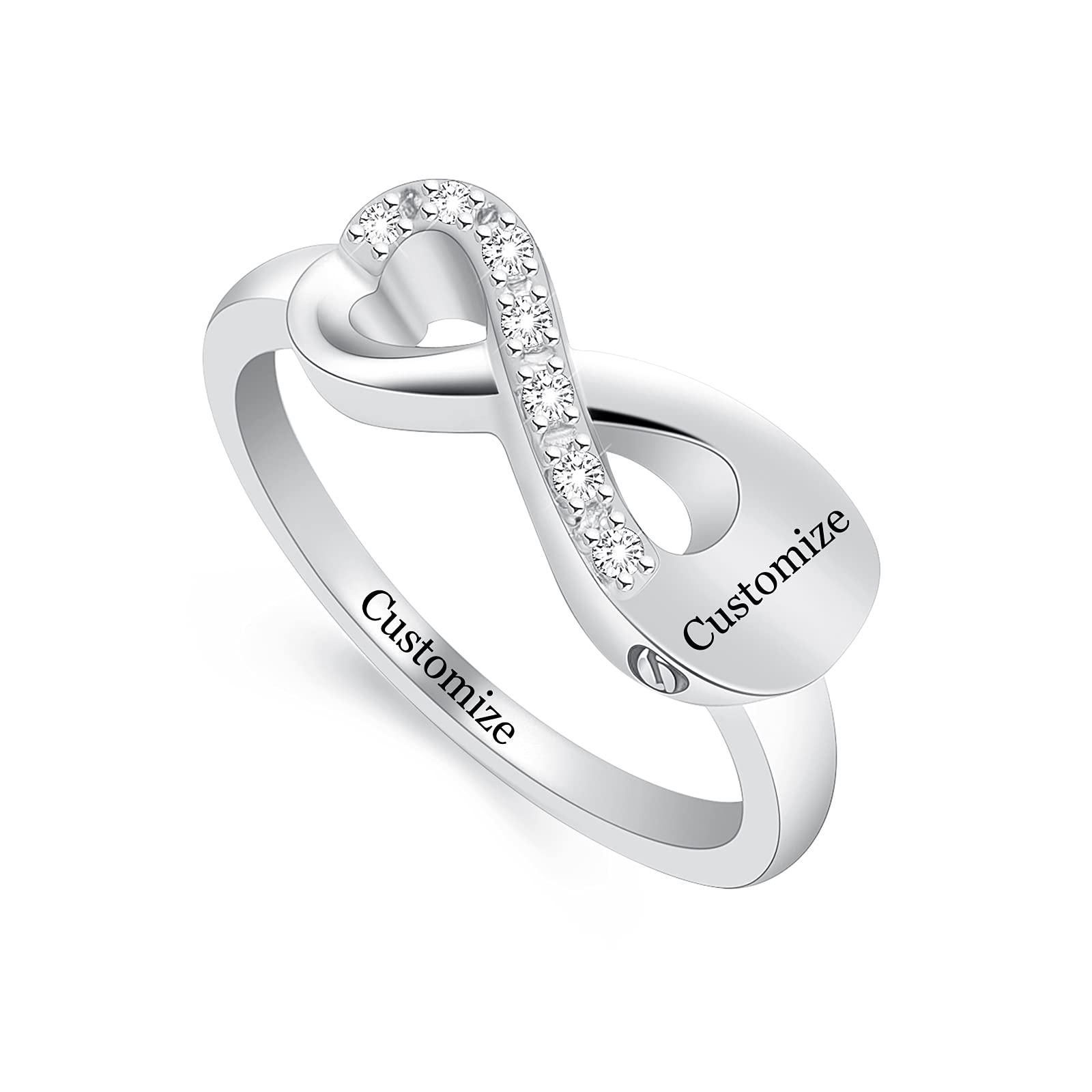 Minicremation Cremation Jewelry Urn Ring for Ashes Infinity Crystal Memorial Ring for Human Dog Cat Ashes Stainless Steel Keepsake Ring for Women, Stainless Steel steel, not (Customize, 6)"