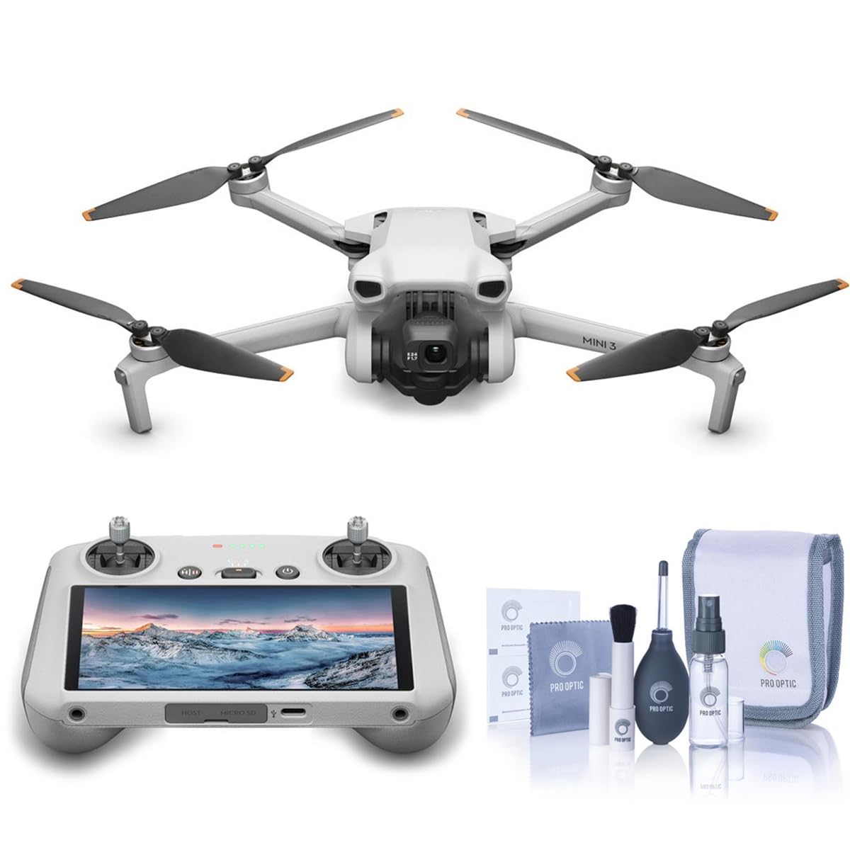 DJIMini 3 Drone with RC Remote Controller and ProOptic Cleaning Kit