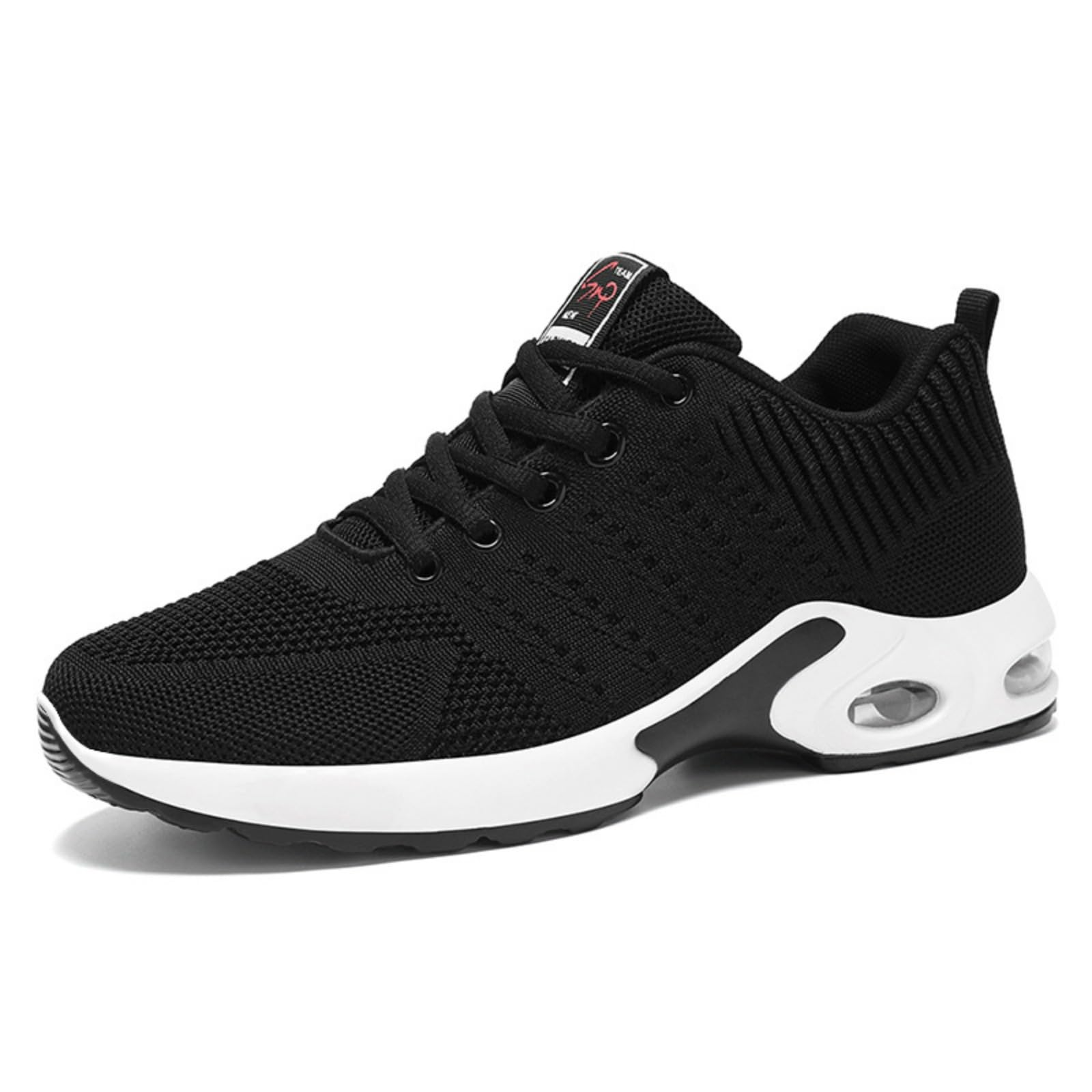 Athletic Breathable Textile Mesh Lightweight Walking Running Shoes for Men Fashion Sport Sneakers for Gym Workout Tennis Cross Training Cushioning Air Sole Non Slip Sole 6 Black