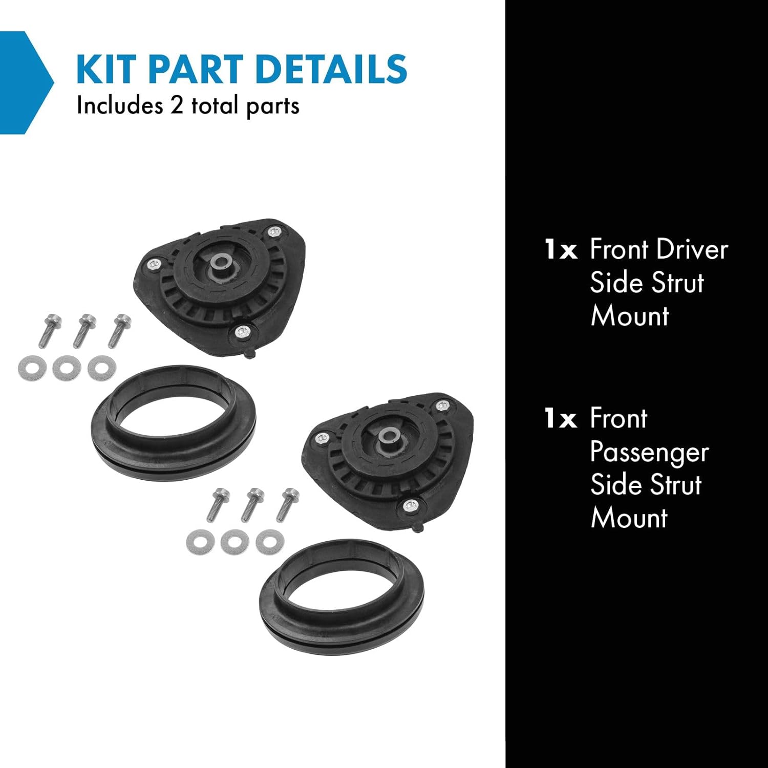 TRQ Front Strut Mount Set Compatible with 2007-2013 Nissan Altima 2009-2014 Maxima