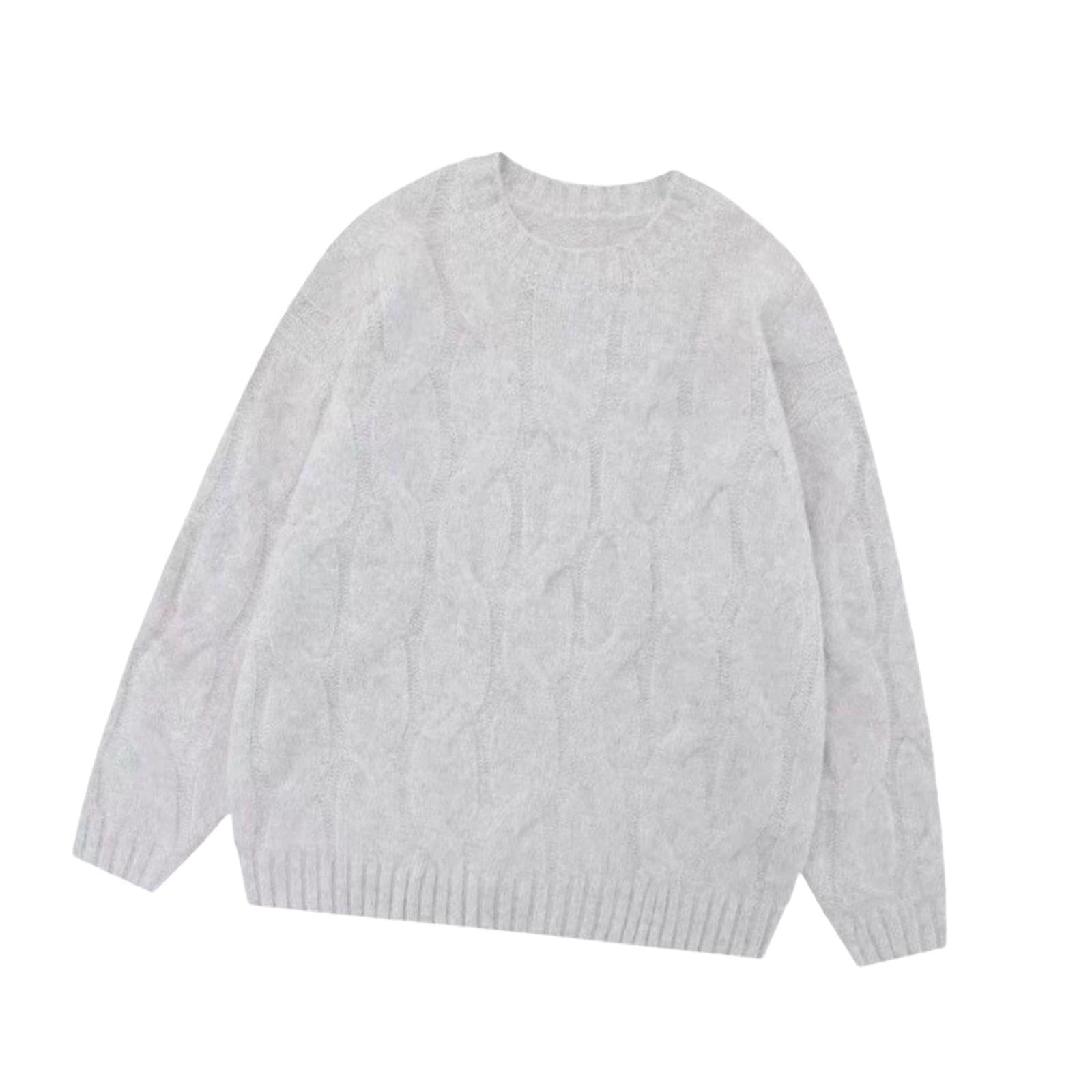 zoomella Women Sweater Knitwear Party Crew Neck Loose Outfits Fashion Knitted Sweater Apricot-picture-39