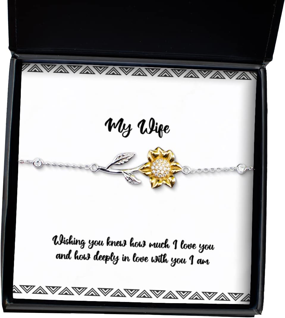 Wife for Wife, Wishing You Knew How Much I Love You and How Deeply in Love with, Cool Wife Sunflower Bracelet, Jewelry from Husband