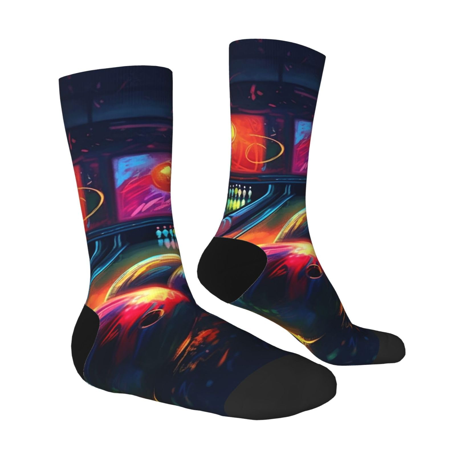 LZQPOEAS Bowling Balls Athletic Socks Unisex Cushioned Crew Socks Hiking Running Calf Sock Soft Above Ankle Sock