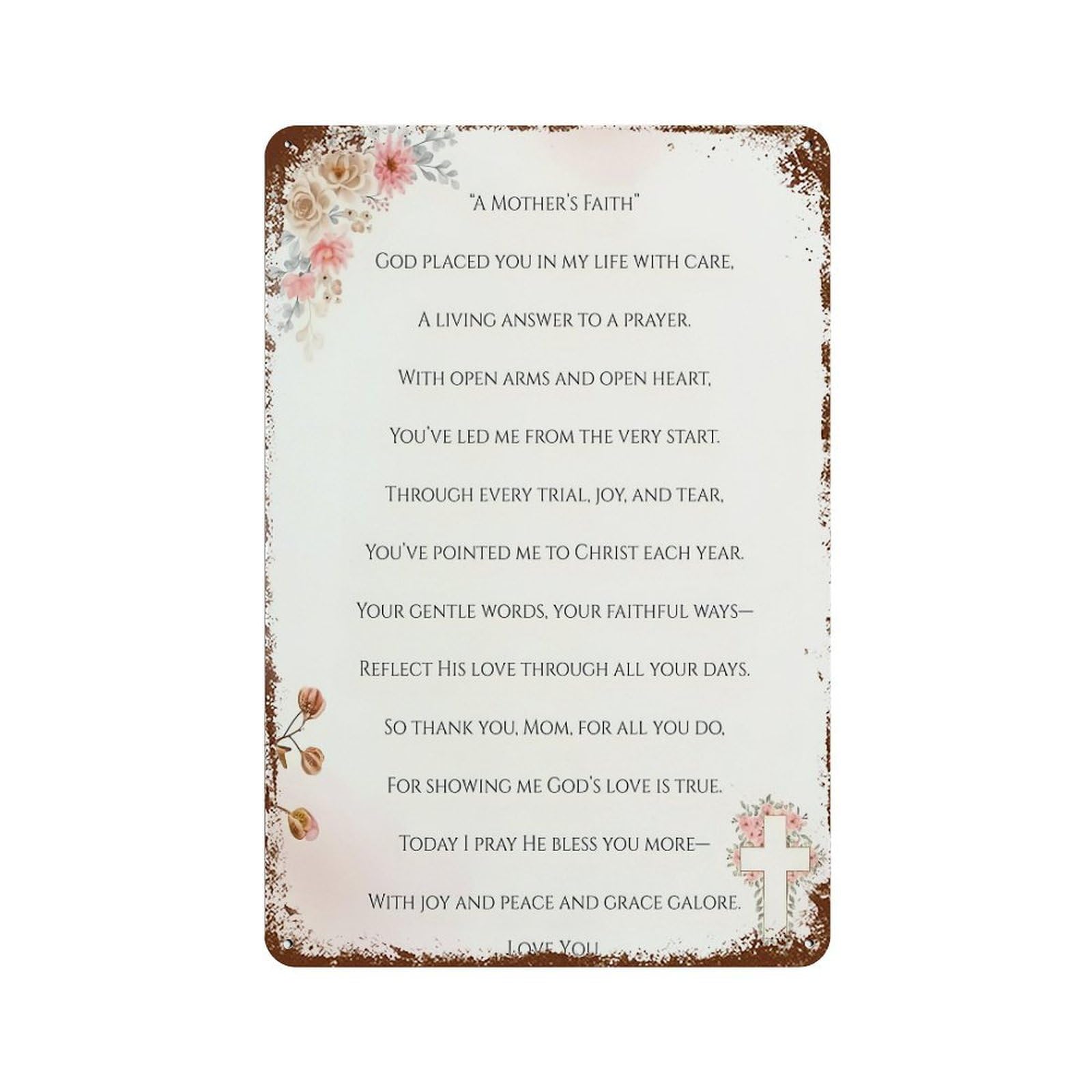 xiaoxiaoshen Mothers Day Poem Wall Decor Art Metal Tin Poster Modern Home Decor Art Home Bar Shop Decorations Vintage Sign 30x20cm