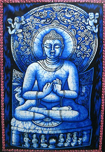 Craftsofindia® Preaching Buddha Batik Cotton Wall Painting - Large 40