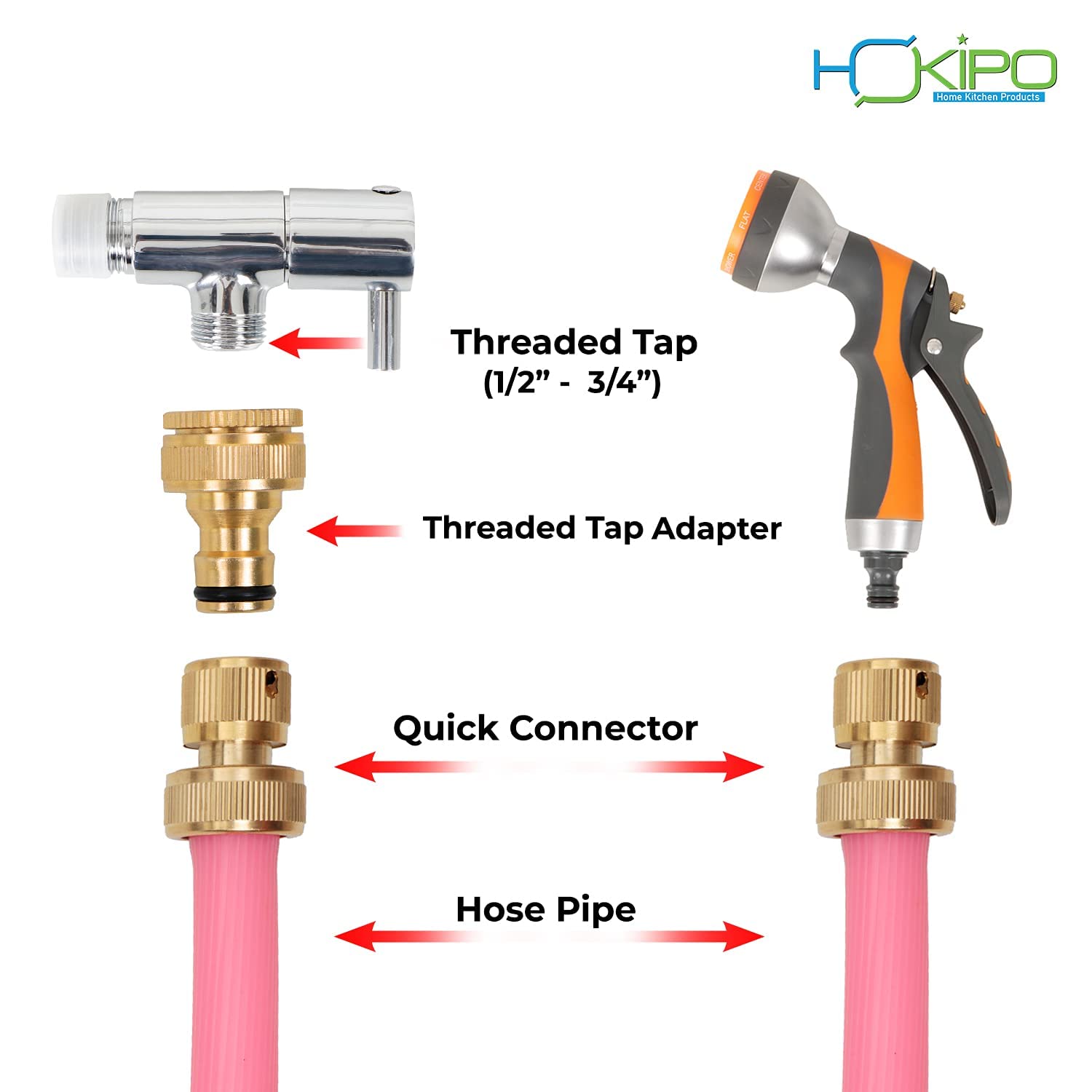 HOKIPO Heavy Duty Brass Threaded Tap Adapter for 1/2" & 3/4" Threaded Taps - (AR-3865) - Image 3 thumbnail
