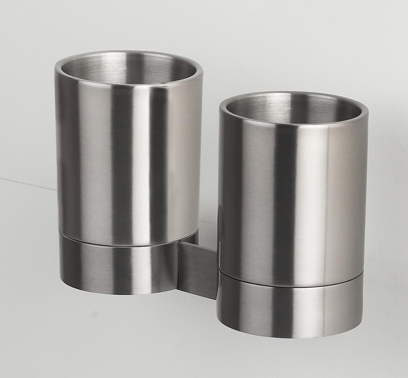 Spirella Double gobelets à Fixer Acier Inoxydable chromé NYO Gris