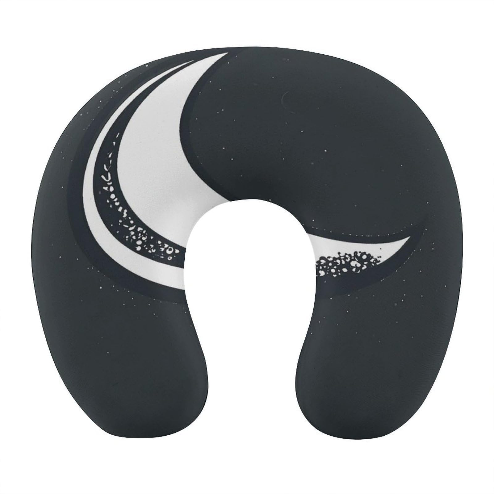 FekiLoot Crescent Moon Pattern on Black Background Travel Pillow Comfortable U Shape Memory Foam Pillows Neck and Head Support Portable Travel Neck Pillow Suitable for Planes Trains Self-Driving Cars