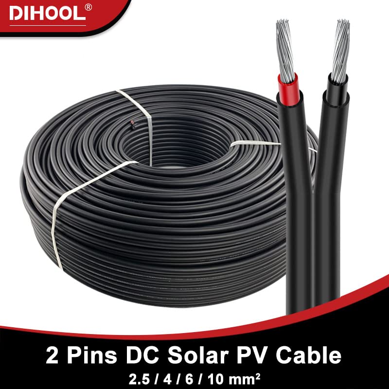 cavo elettrico Cavo solare fotovoltaico 2.5/4/6/10mm² Cavi elettrici di collegamento isolati in PVC nero Cavo di prolunga inverter per pannello fotovoltaico a 2 pin ( Size : 5m , Color : 14 AWG - 2.5m