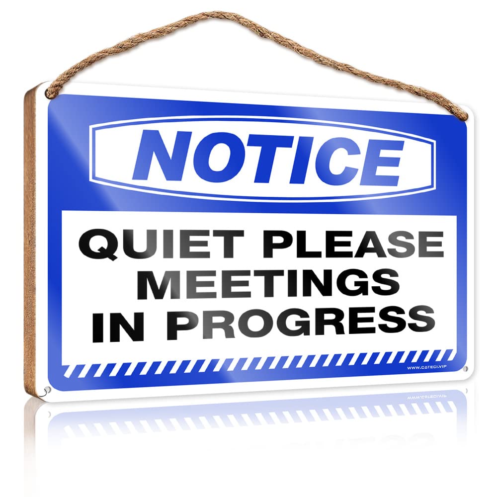 DTHA Personalized Front Door Sign Notice Quiet Please Meetings In Progress Wooden Sign Funny Bathroom Decor Door Sign For Bedroom(23X35CM)