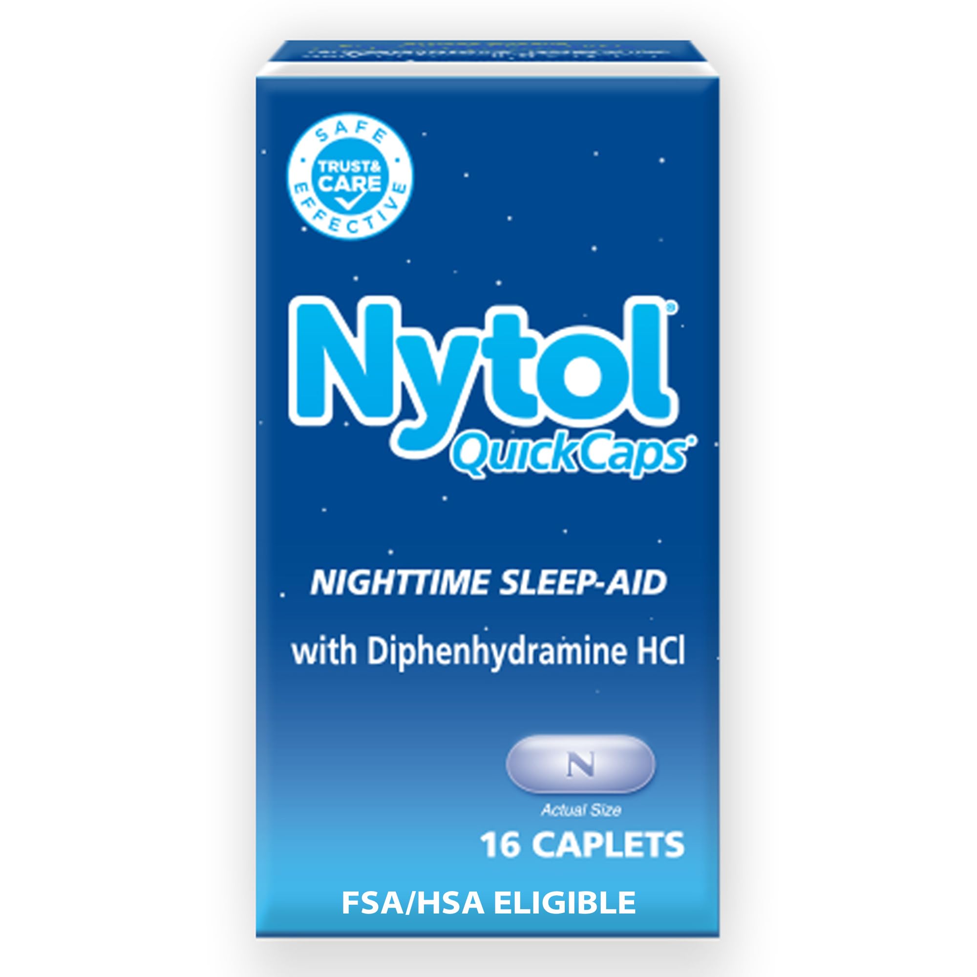 Nytol Quick Caps Nighttime Sleep Aid, Helps You Fall Asleep Fast, 16 Caplets