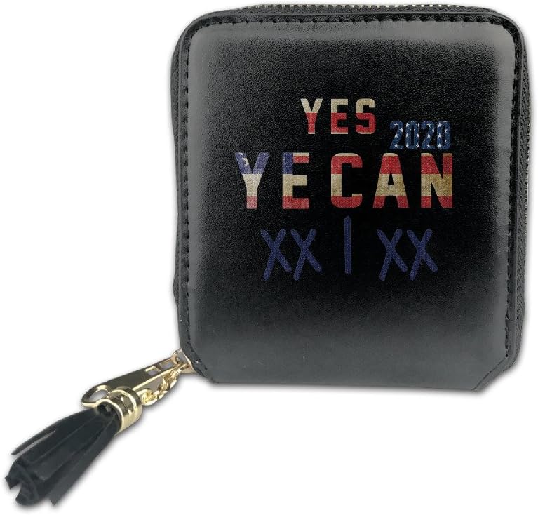 Women's Yes Ye Can 2020 President Kanye Funny PU Leather Coin Mini Wallet Case Card Holder Zip Purse Handbag