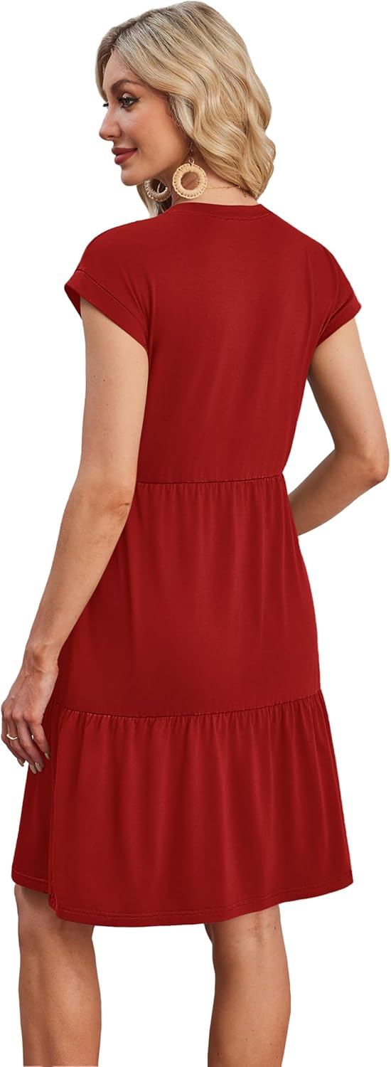 WIHOLL Summer Dresses for Women 2026 Cap Sleeve Casual Sundresses Floral Tiered Swing Fashion Beach Vacation Dress - Image 5