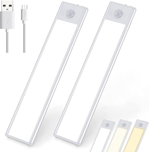 Luces para debajo del gabinete, sensor de movimiento LED de alta calidad para debajo del gabinete, 3 temperaturas de color, luz de armario para