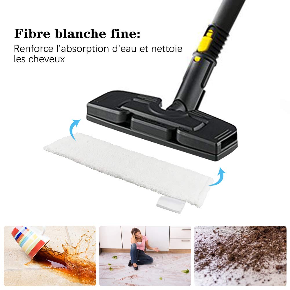 Lot de 6 pour Kärcher EasyFix Bonnettes Nettoyeurs Vapeur Serpillere Recharge Kit, pour Kärcher EasyFix SC 2, SC 3, SC 4, SC 5 Microfibre Lingette, 4 Lingettes et 2 Couverture
