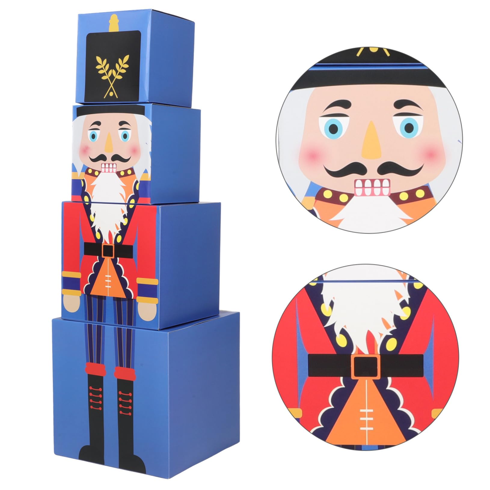 Set di Scatole Regalo Natalizie Impilabili a Tema Fiabesco Realizzate in Carta Colorata Design Raffinato, per Feste di Natale e Massimizzare lo Spazio di Conservazione