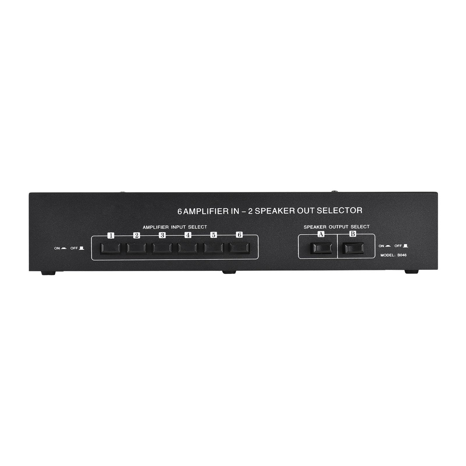 Sélecteur D'amplificateur Compact 6 en 2, Commutateur de Haut-Parleur de Puissance pour Distribution Audio Personnalisée, Boîtier en Acier, Noir, 12,6 X 5,4 X 2, Pouces