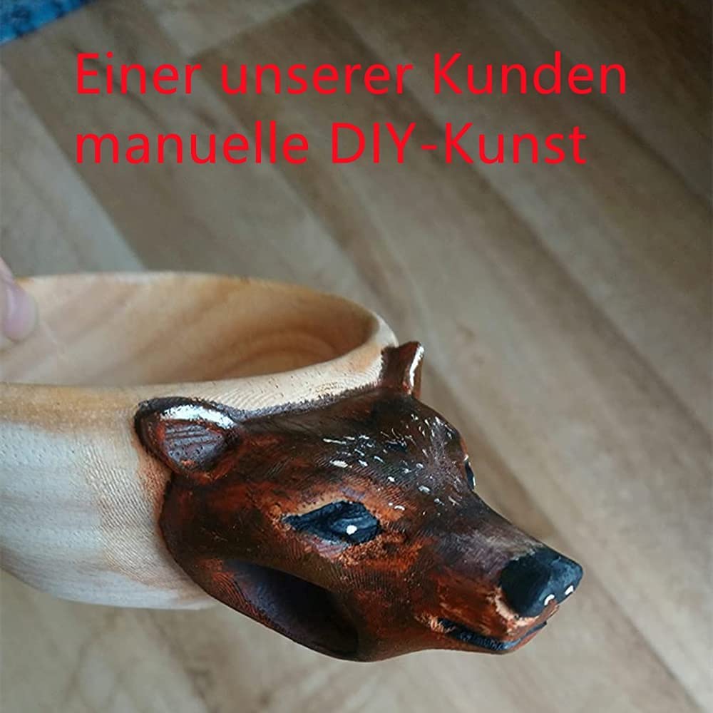 Kuksa hand gesneden houten mok-Kuksa Guksi dieren hoofd afbeelding Cup, Bushcraft drinkkamp beker, leuk cadeau voor wie van de natuur houdt (Wolf
