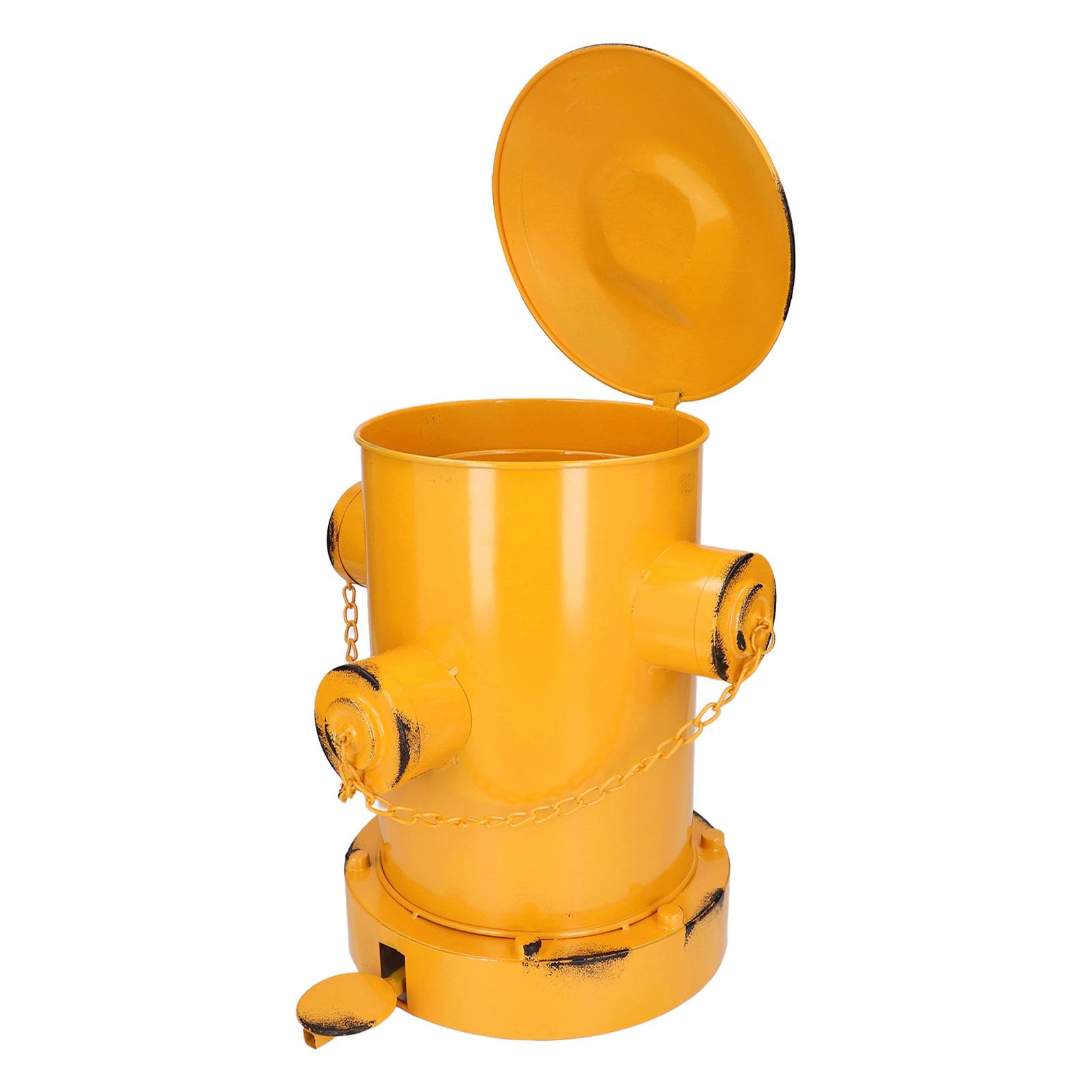 Poubelle de Bouche D'incendie Décorative Rétro en Fer de Style Industriel, Poubelles Intérieures et Extérieures en Fer avec Seau à Pédale pour Jardin, Maison, Cuisine (yellow)