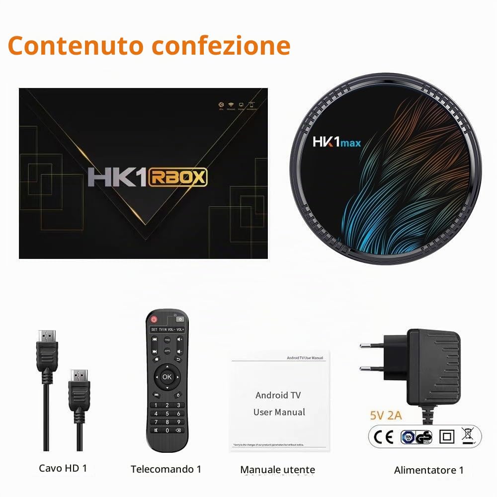 HK1 Max TV Box Upgrade Android 12.0 TV Box, 2GB RAM 16GB ROM, 2.4G/5G Dual Wi-Fi, BT4.0, 4K H.265 Decoding HDR Set Top Box