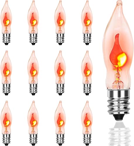 Bombilla de llama parpadeante, bombilla en forma de llama baila con un brillo naranja parpadeante, bombillas de candelabro de llama E12, paquete de